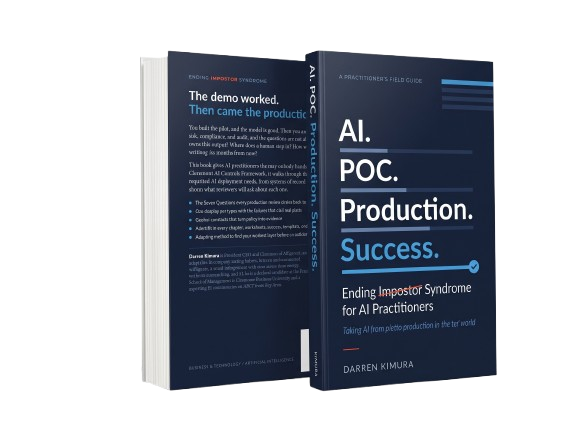Book cover: AI. POC. Production. Success. Ending Imposter Syndrome for AI Practitioners, by Darren Kimura