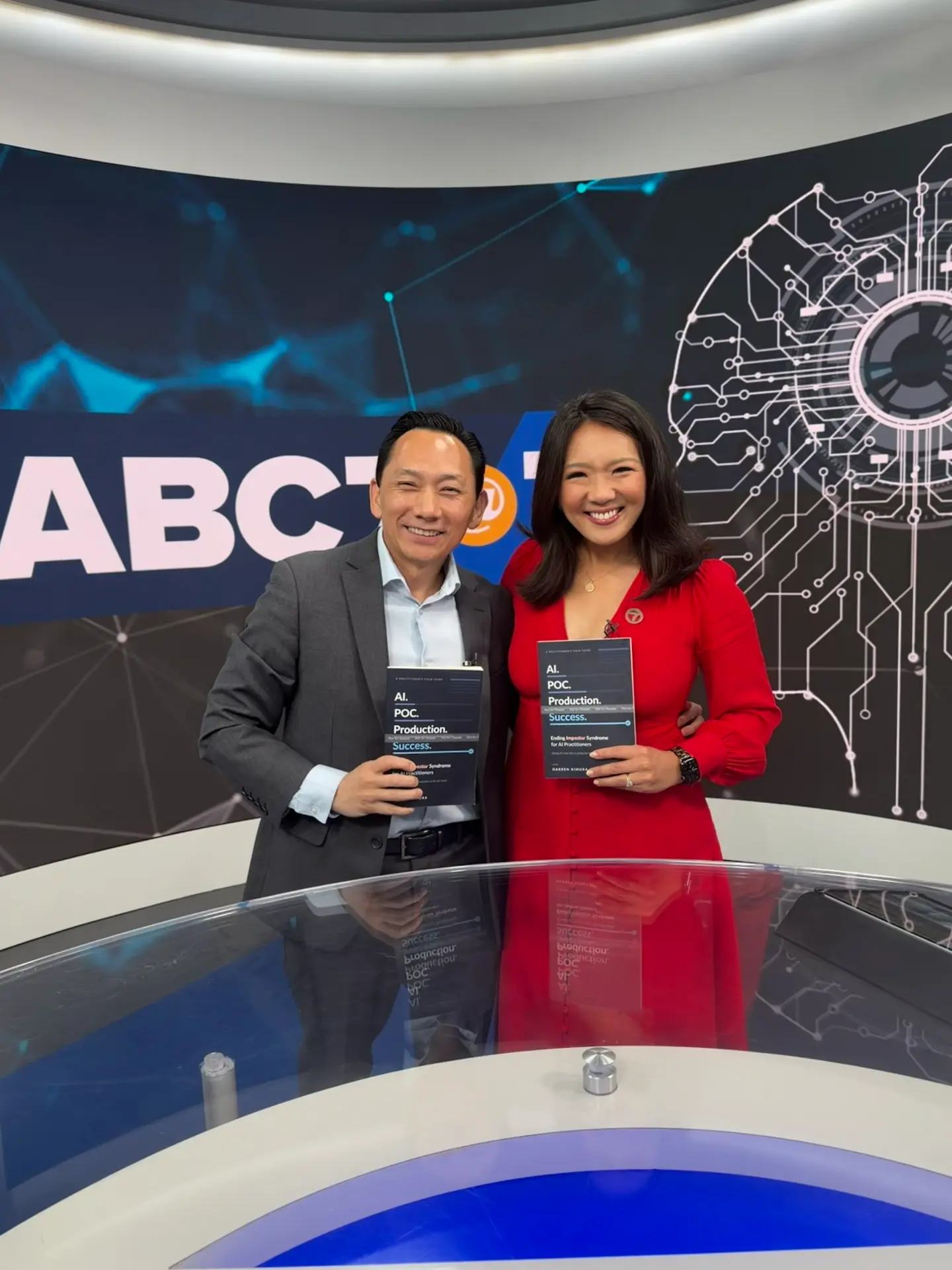 Darren Kimura and ABC Bay Area anchor Nancy Chen present AI. POC. Production. Success. on set, October 6, 2026