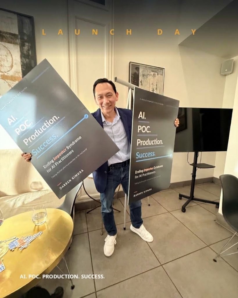 Darren Kimura at the launch day book release party for AI. POC. Production. Success.