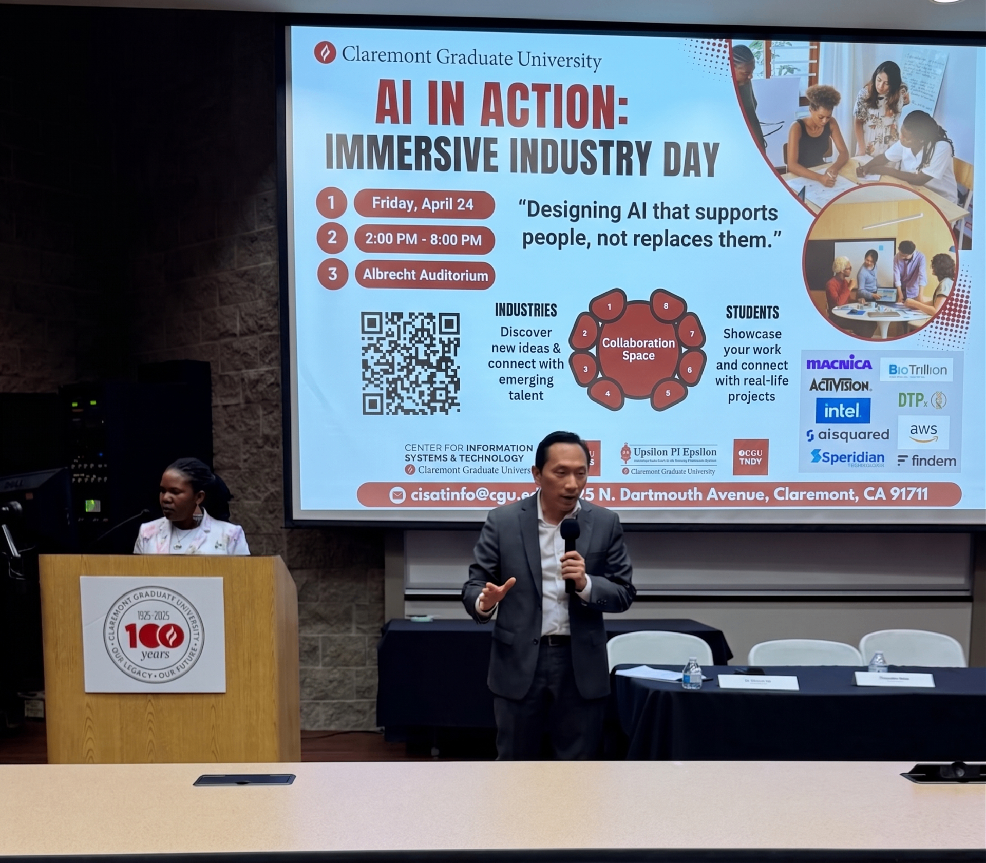 Darren Kimura delivers keynote at Claremont Graduate University – AI in Action: Immersive Industry Day, Albrecht Auditorium, April 2026