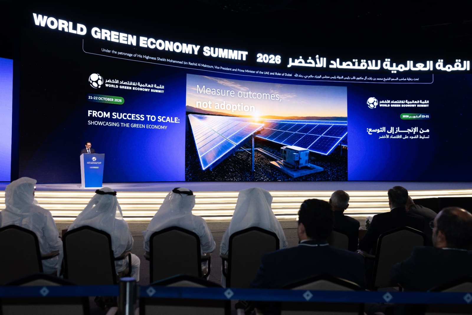Darren Kimura delivers the Closing Keynote at the World Green Economy Summit 2026, Dubai, October 2026