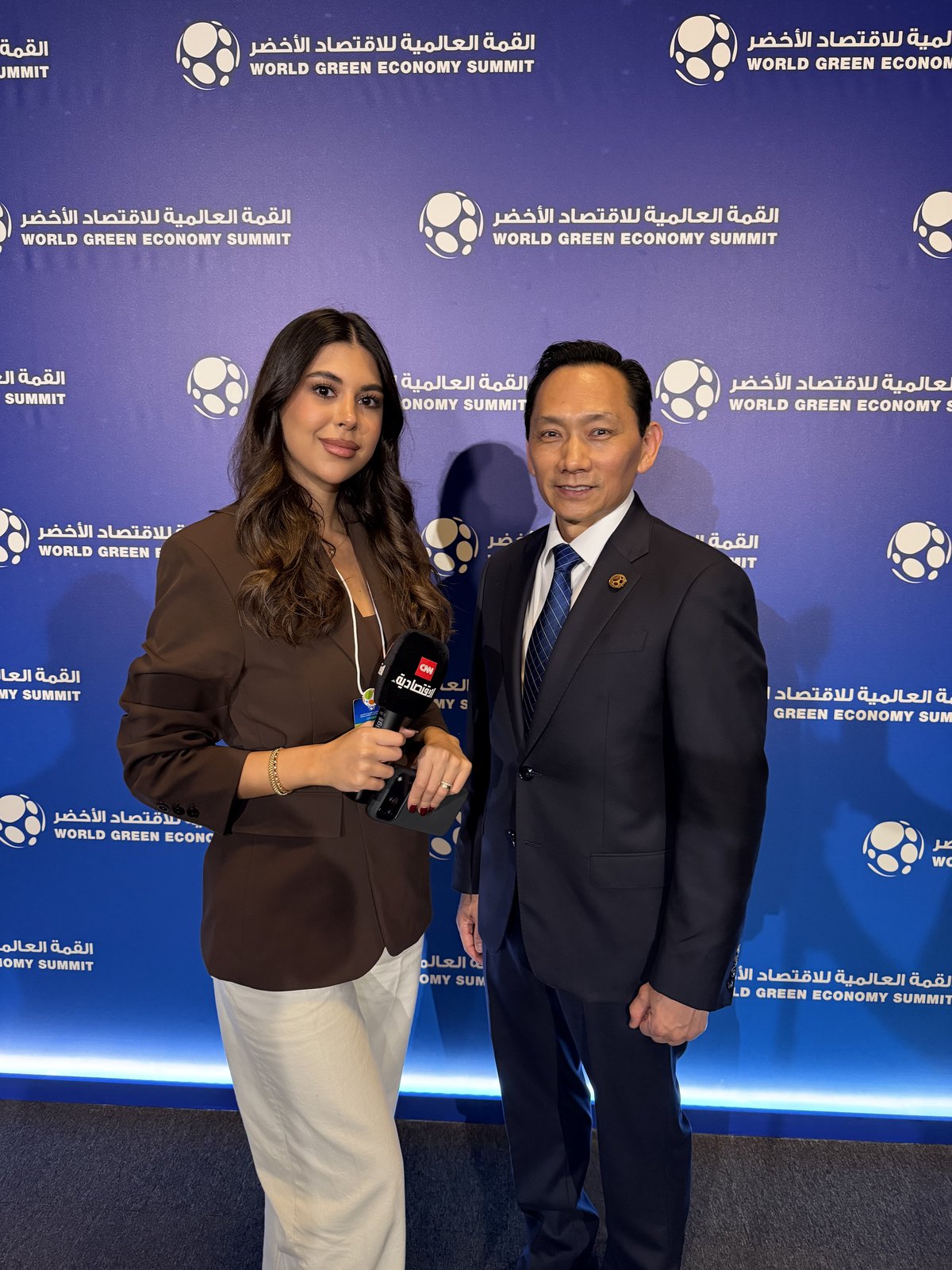 Darren Kimura in an interview with Hanan El Kabat of CNN Business Arabic at the World Green Economy Summit 2026, Dubai, October 2026